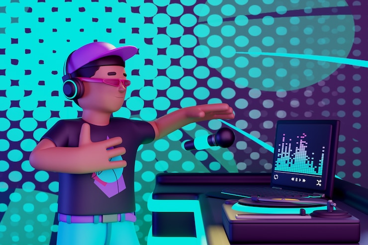 PSD Gratis tampilan 3d karakter dj