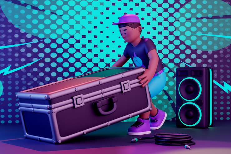 PSD Gratis tampilan 3d karakter dj