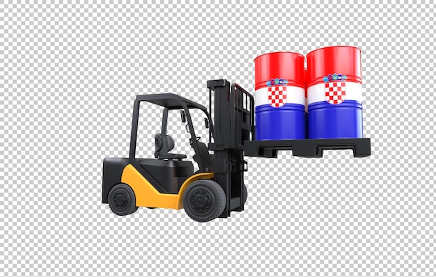 Tanque de combustible de elevación de carretillas con bandera de croacia sobre un fondo transparente