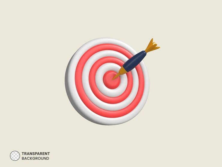 PSD Gratis target dengan ikon panah terisolasi render 3d ilustrasi