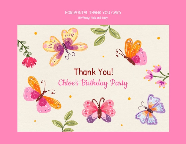 La tarjeta de agradecimiento de la fiesta de cumpleaños de Chloe