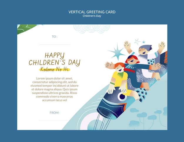 PSD gratuito tarjeta de felicitación para la celebración del día de los niños