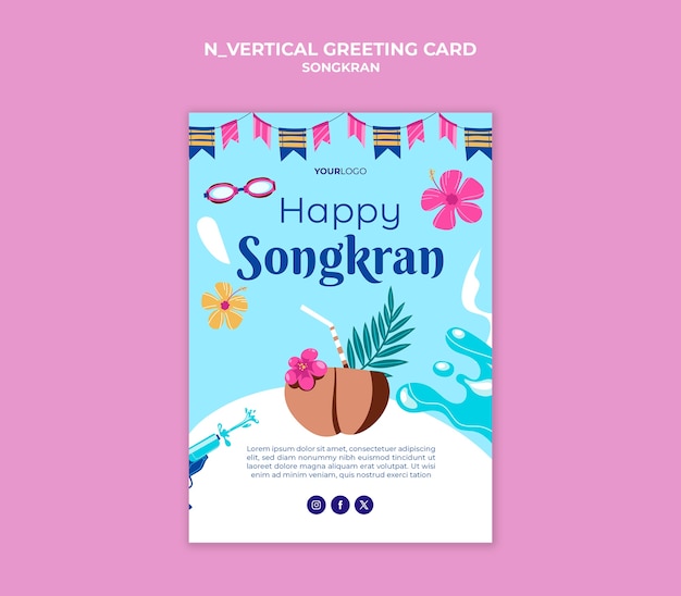 Tarjeta de felicitación para la celebración de Songkran