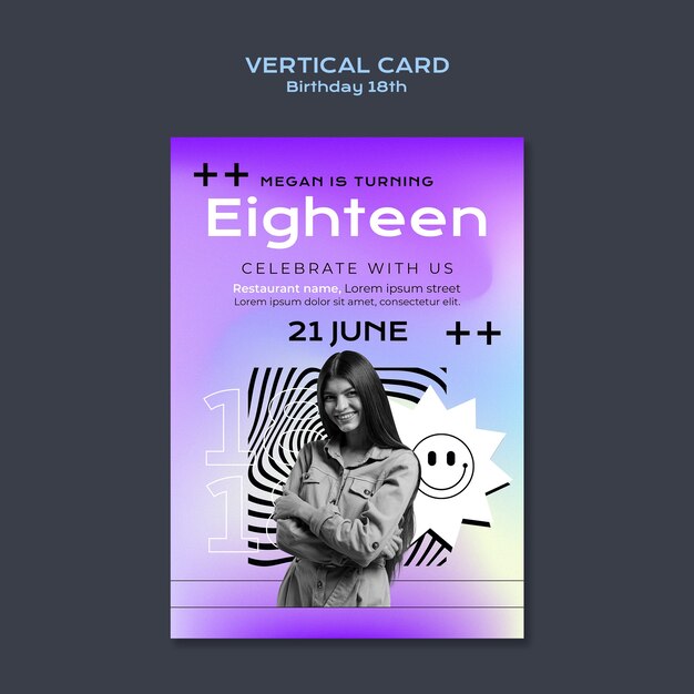 La tarjeta de invitación para el 18o cumpleaños de Megan.