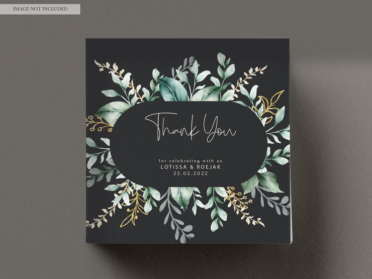 PSD gratuito tarjeta de invitación de boda en acuarela en elegantes hojas verdes