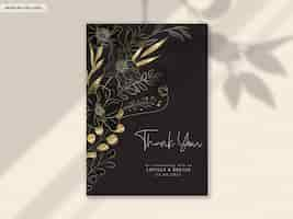 PSD gratuito tarjeta de invitación de boda floral de oro de lujo