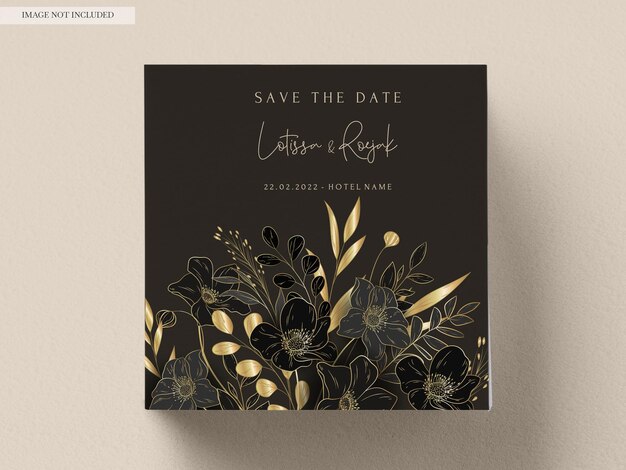tarjeta de invitación de boda floral de oro de lujo