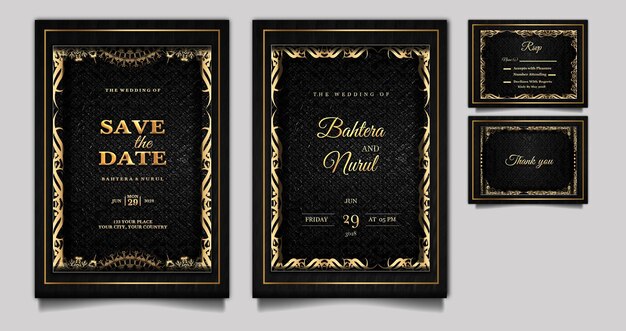 Tarjeta de invitación floral elegante de boda de lujo