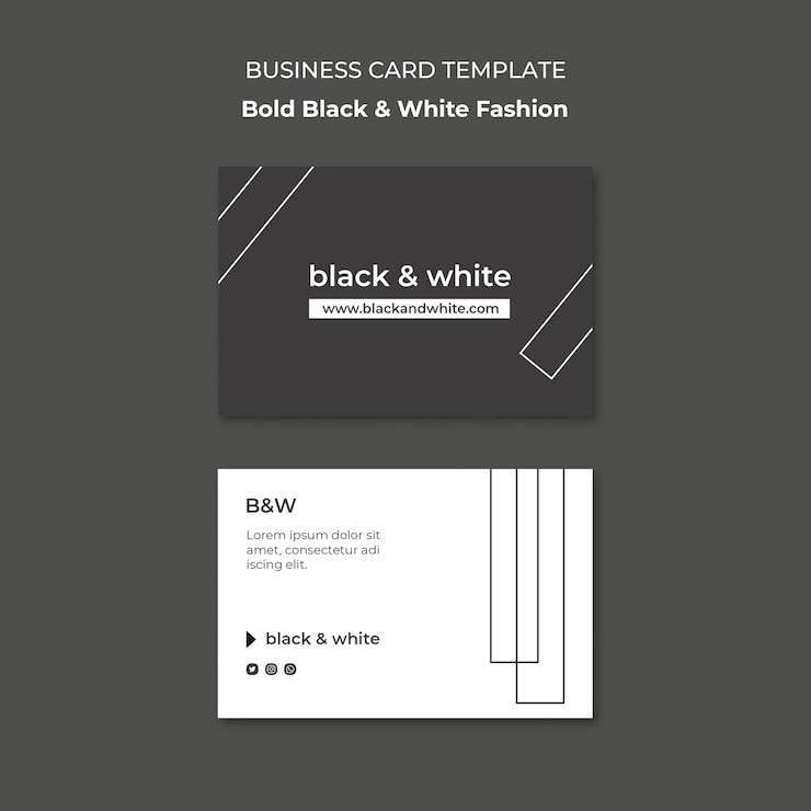 PSD gratuito tarjeta de visita en blanco y negro