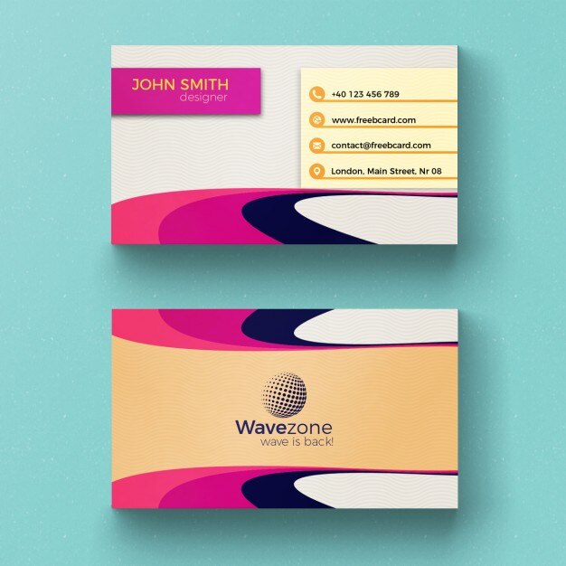 Tarjeta de visita colorida con formas circulares