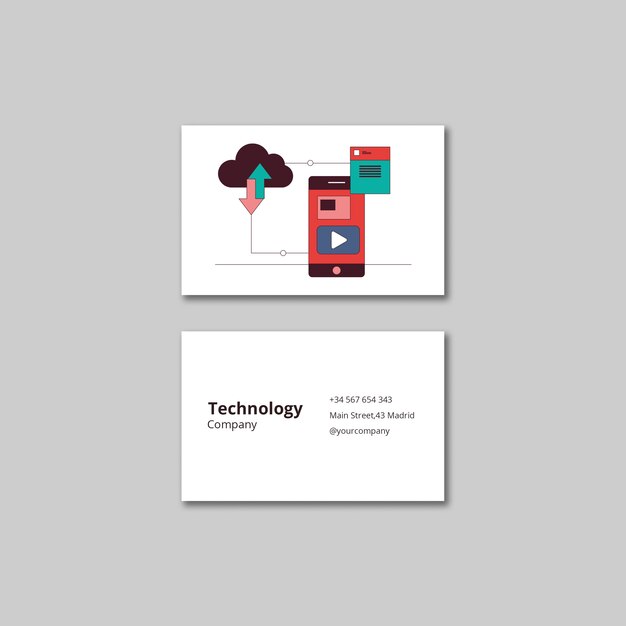 Tarjeta de visita de concepto de tecnología de diseño plano