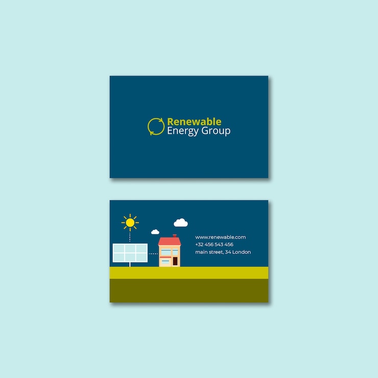 PSD gratuito tarjeta de visita de energía renovable de diseño plano