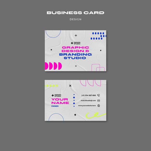 Tarjeta de visita de estudio de diseño de diseño plano