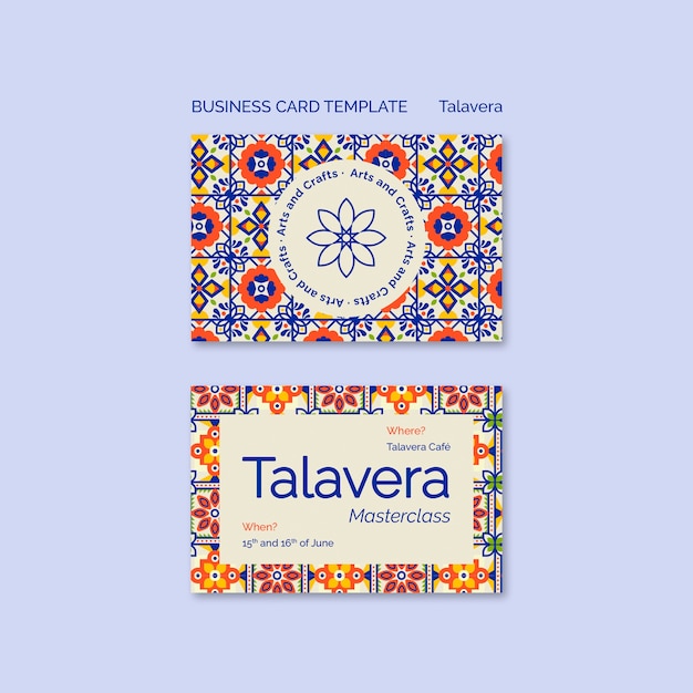 Tarjeta de visita para eventos de diseño plano talavera