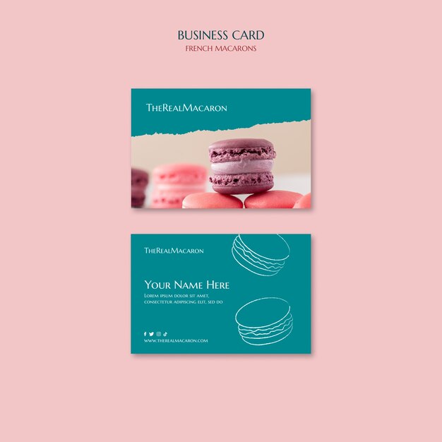 Tarjeta de visita de macarons franceses dibujada a mano