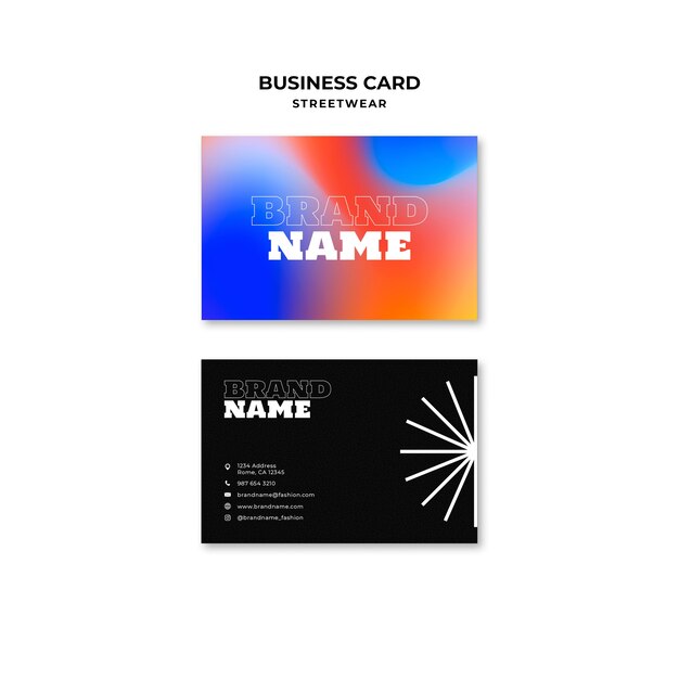 Tarjeta de visita de moda de streetwear degradado