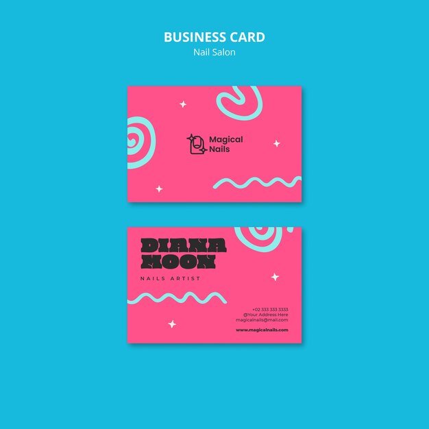 Tarjeta de visita de salón de uñas de diseño plano