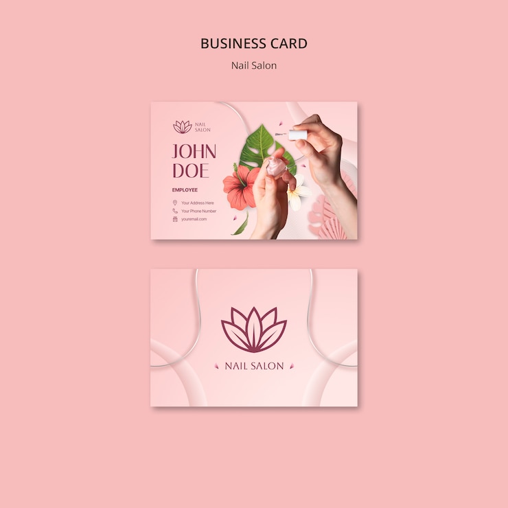 PSD gratuito tarjeta de visita del salón de uñas de diseño plano