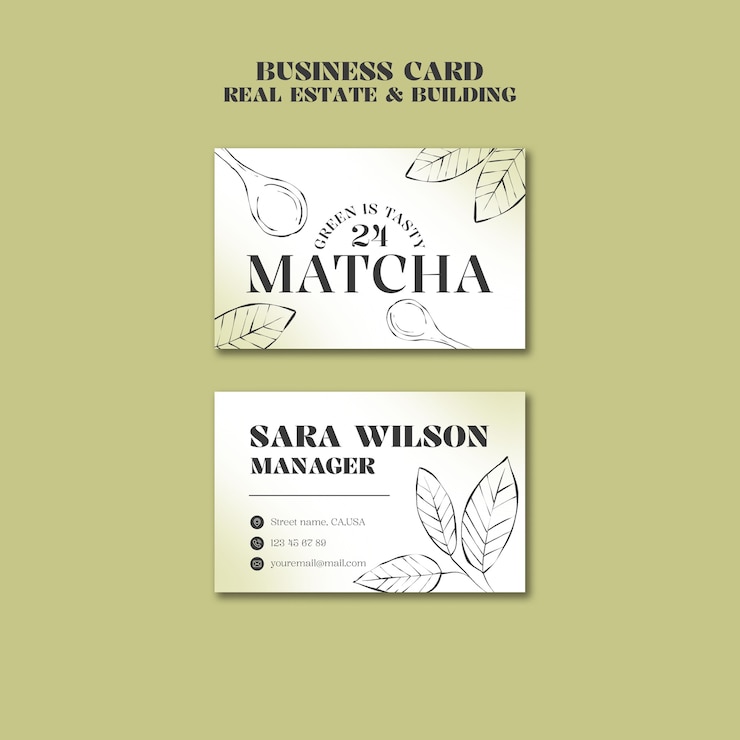 PSD gratuito tarjeta de visita de té matcha