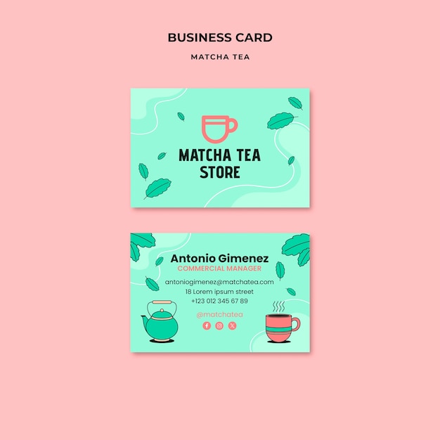PSD gratuito tarjeta de visita de té matcha