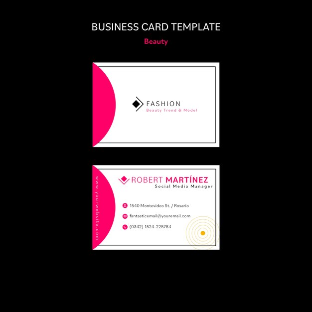 Tarjeta de visita de tratamiento de belleza de diseño plano