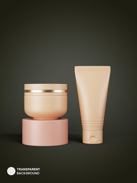 Tarro de crema cosmética con icono de tubo aislado 3d render ilustración