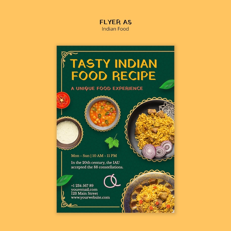 PSD gratuito tasty indian food recipe flyer