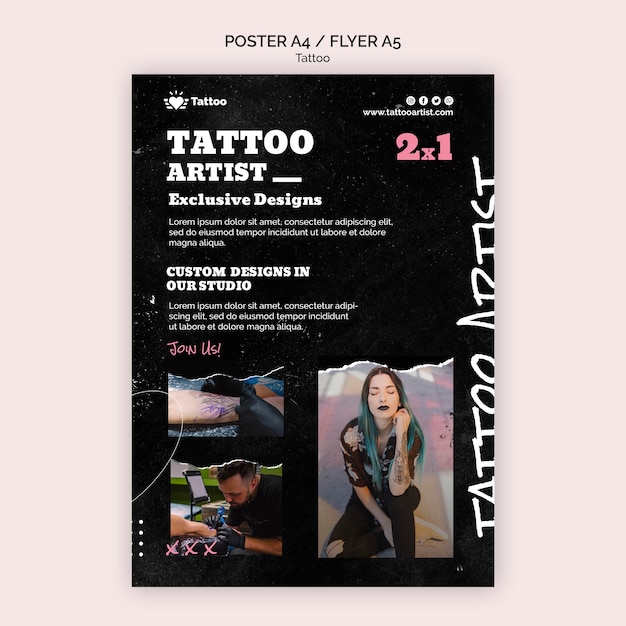 Gratis PSD tattoo artiest poster sjabloon