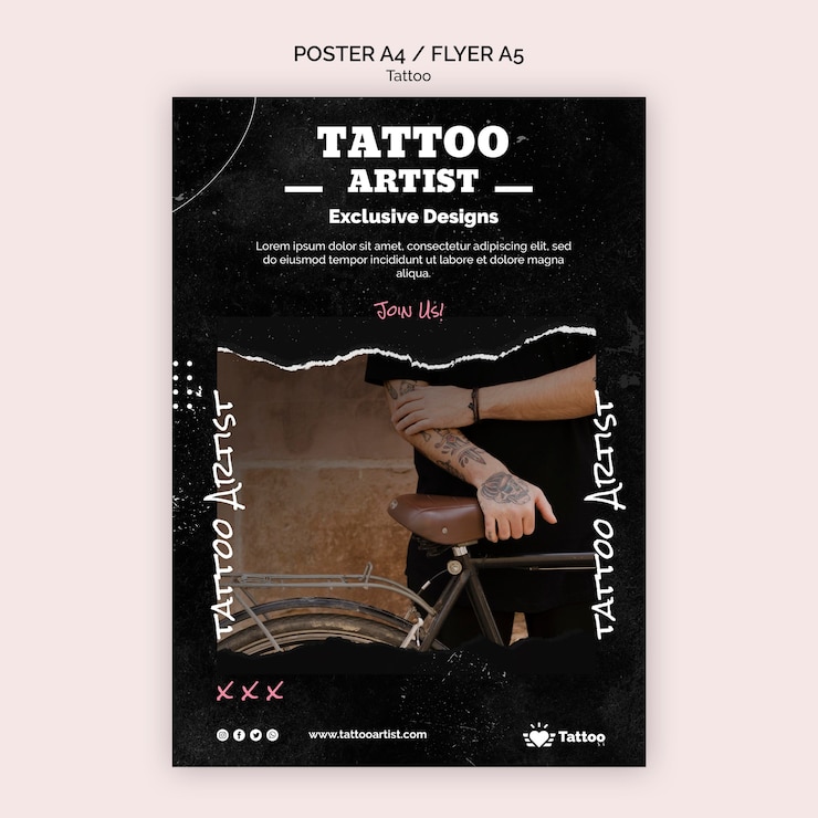 Gratis PSD tattoo artiest poster sjabloon