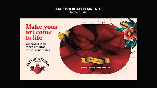 Tattoo facebook advertentie sjabloonontwerp