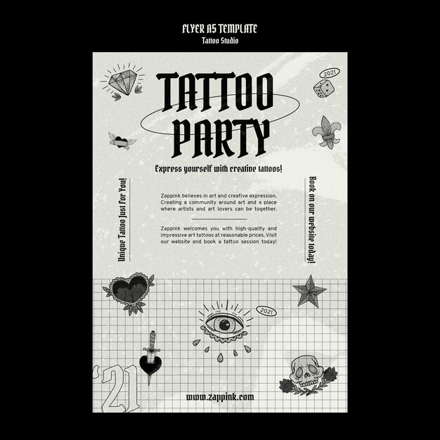 Tattoo studio poster ontwerpsjabloon
