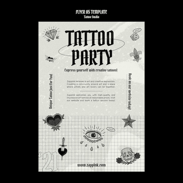 Tattoo studio poster ontwerpsjabloon