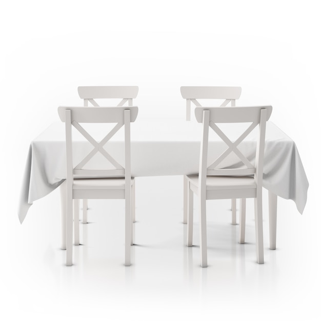 Tavolo con tovaglia e sedie