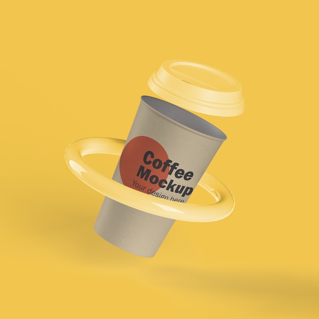 PSD gratuito taza de café desechable en un anillo