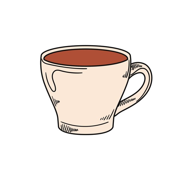 Taza de café dibujada a mano aislada