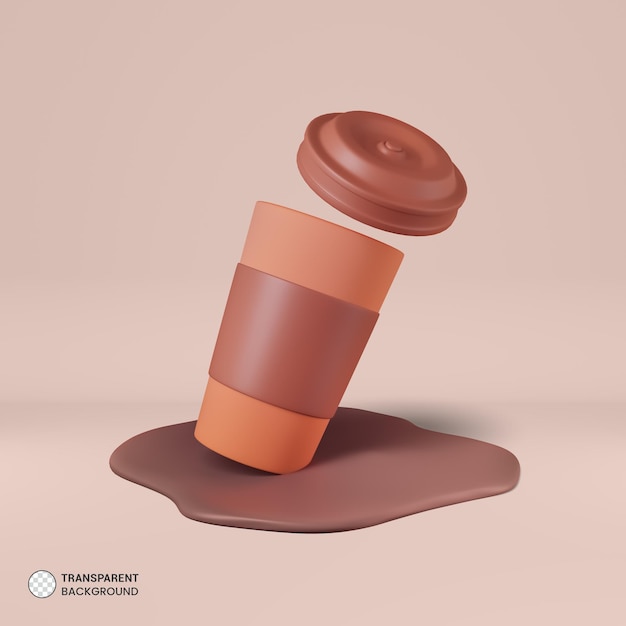 Taza de café, con, paja, icono, aislado, 3d, render, ilustración