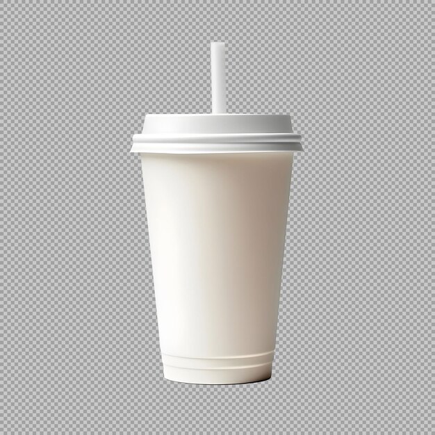 Taza de refresco en blanco aislado sobre fondo