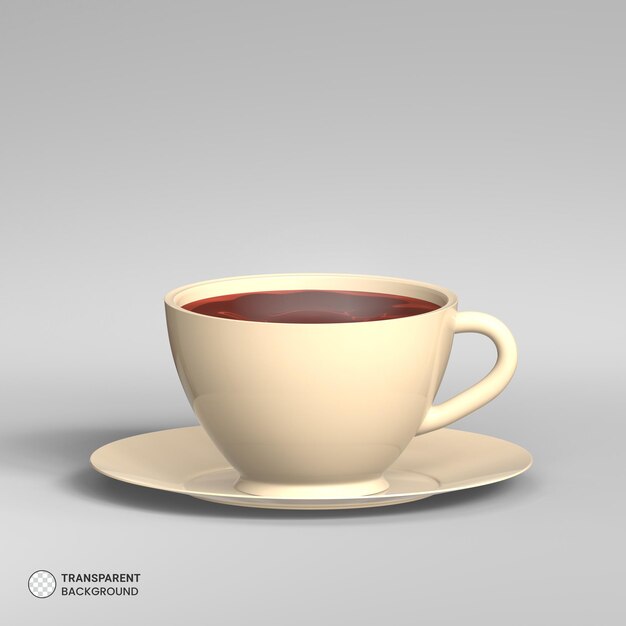 taza de té icono aislado 3d render ilustración