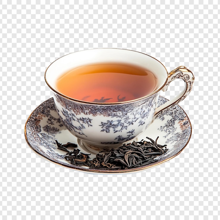 PSD gratuito té aromático en taza y platillo vintage