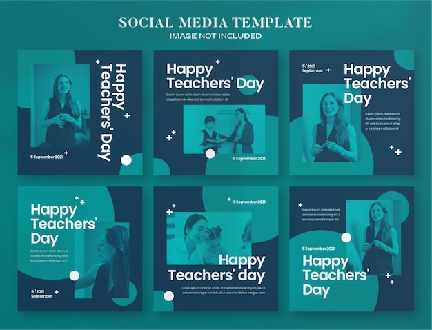 Teacher day social media banner en instagram postsjabloon