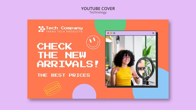 Tech winkel en zakelijke YouTube-omslagsjabloon