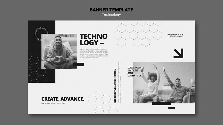 PSD Gratis technology in video games banner template