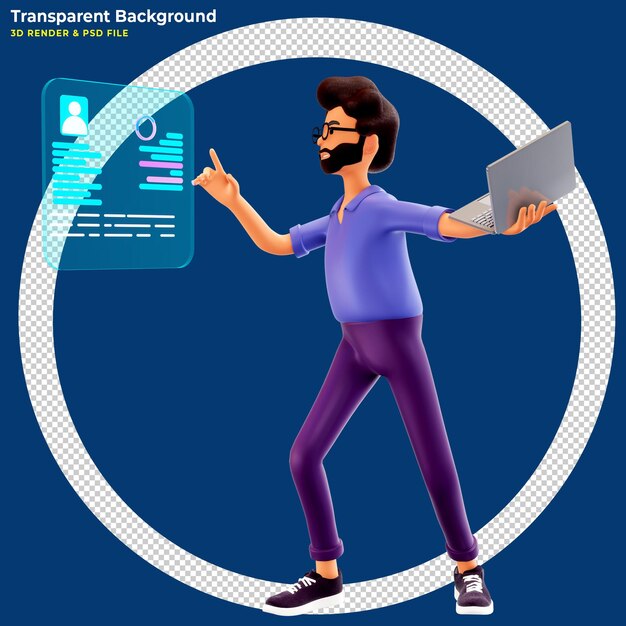 Tecnología del mundo cibernético digital metaverso Hombre que sostiene la realidad virtual con interfaz futurista Ilustración 3d de datos de holograma 3d