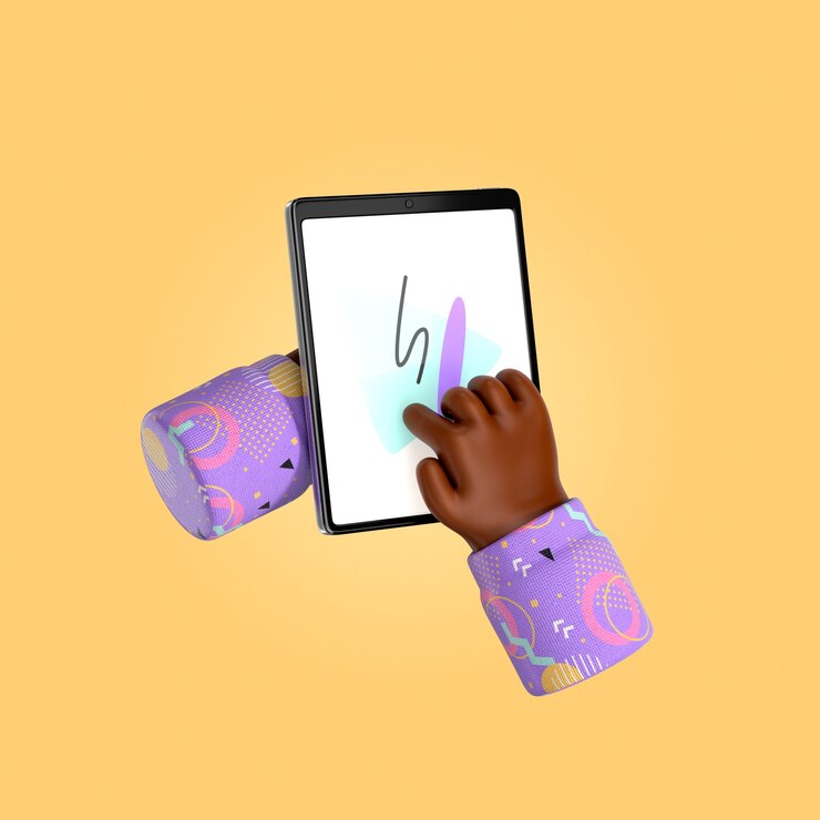 Gratis PSD teken op een tablet met een stylus