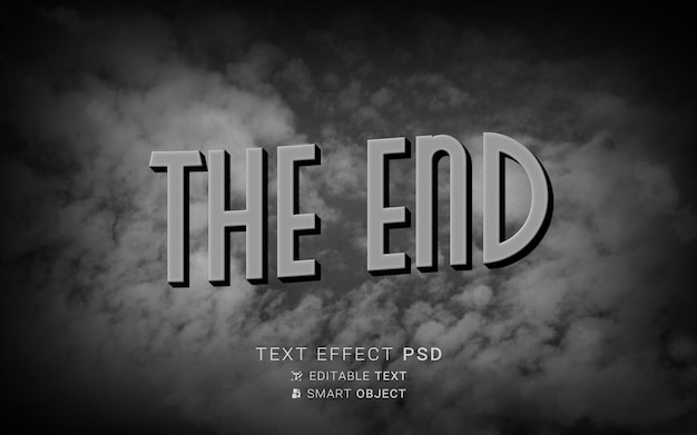 Teksteffect het einde van het oude filmontwerp