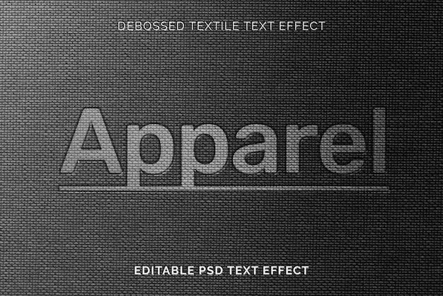 Teksteffect PSD, ingeslagen textielsjabloon van hoge kwaliteit