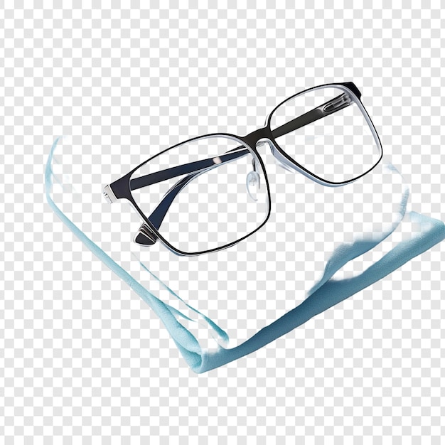 Tela de limpieza para gafas aislada sobre un fondo transparente