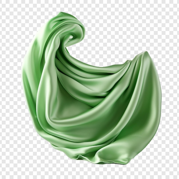 PSD gratuito tela de seda verde voladora aislada sobre fondo transparente