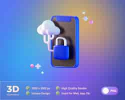 PSD gratuito teléfono, seguridad, 3d, ilustración