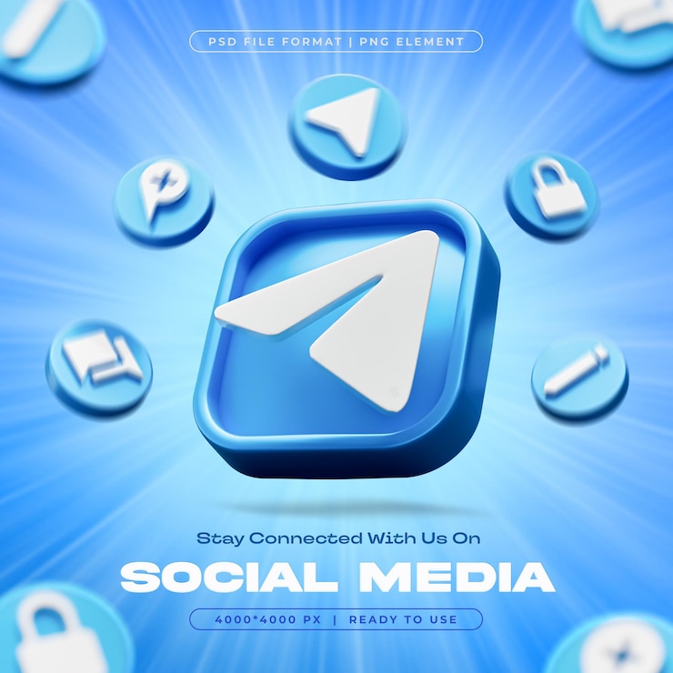 PSD gratuito telegram logo lucido e icone di notifica post reazione isolate